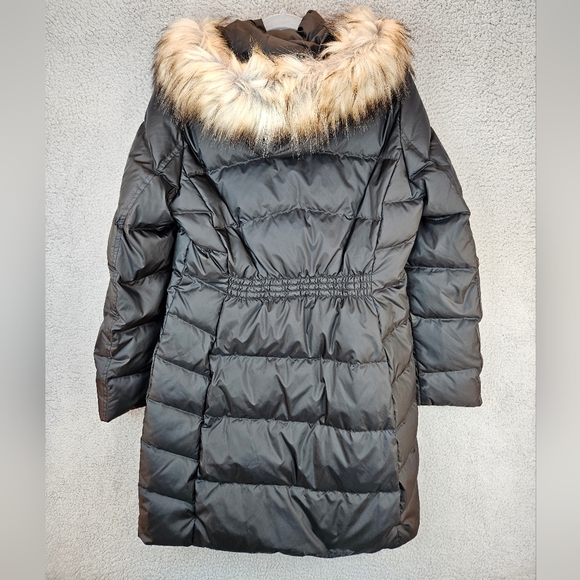 **SOLD***Calvin klein Womens Black Full Zip Coat Sz M Detachable Hood Faux Fur - Picture 8 of 15